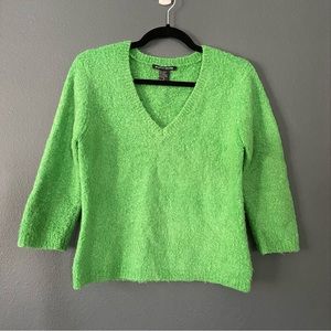 Boston proper medium green wool sweater 3/4 quarter sleeve women’s